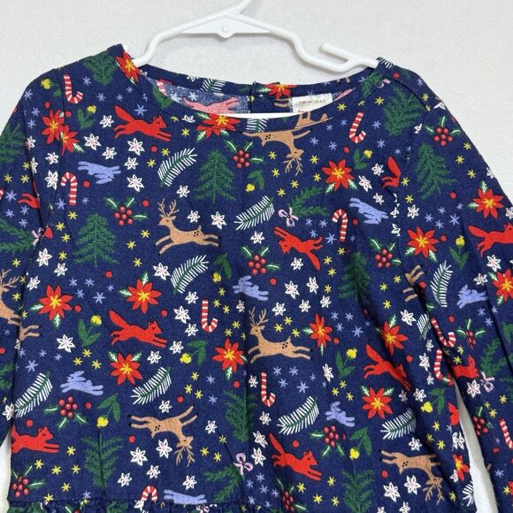 Hanna Andersson Winter Wonderland Navy Flannelette Peplum Top Size 120 US 6-7 - Picture 4 of 11